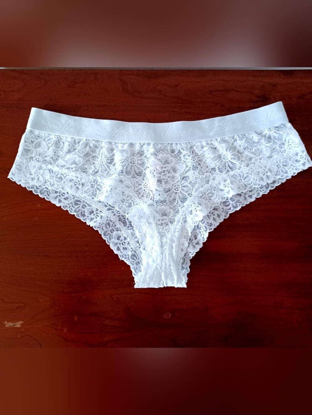 Victoria's Secret White Lace Cheeky Panties, Size XL